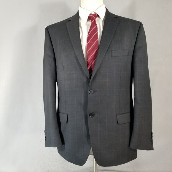 Michael Strahan suit men's 46R black window pane Wool Blend Pants 46x28 - Picture 2 of 11